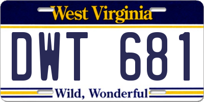 WV license plate DWT681