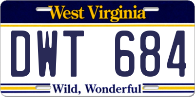WV license plate DWT684