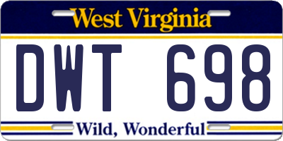WV license plate DWT698