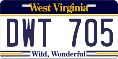 WV license plate DWT705