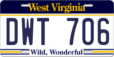WV license plate DWT706
