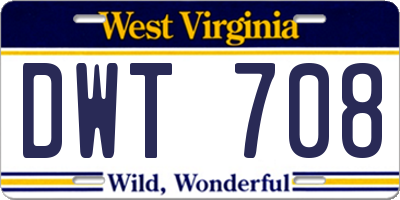 WV license plate DWT708