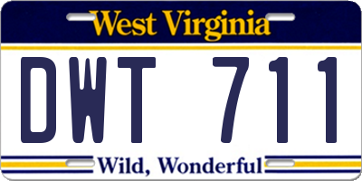 WV license plate DWT711