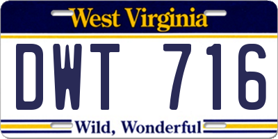 WV license plate DWT716