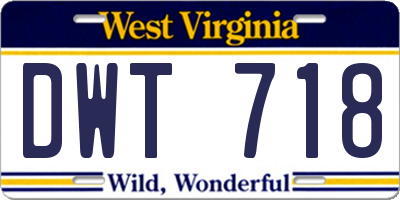 WV license plate DWT718