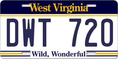 WV license plate DWT720