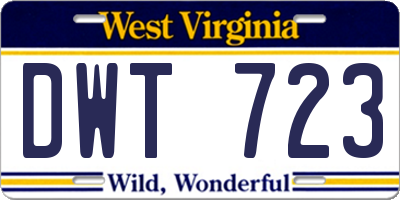 WV license plate DWT723