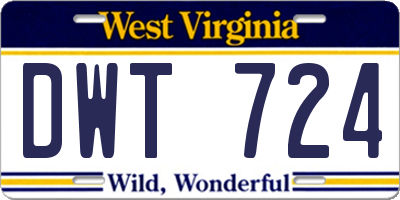 WV license plate DWT724
