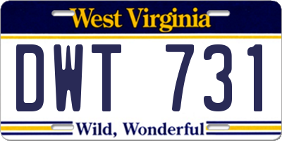 WV license plate DWT731
