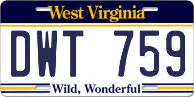 WV license plate DWT759