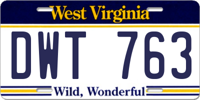 WV license plate DWT763