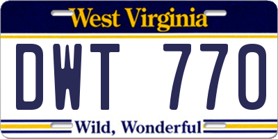 WV license plate DWT770