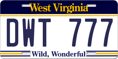 WV license plate DWT777