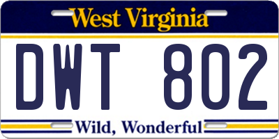 WV license plate DWT802
