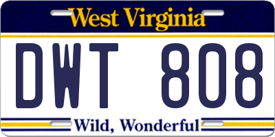 WV license plate DWT808