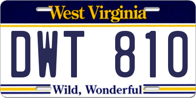 WV license plate DWT810