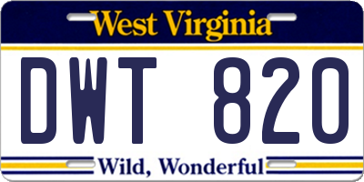 WV license plate DWT820