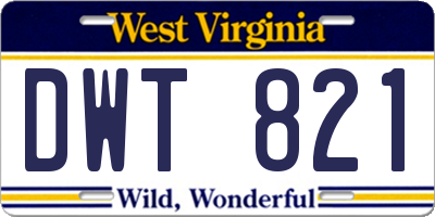 WV license plate DWT821