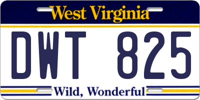 WV license plate DWT825