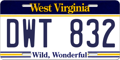 WV license plate DWT832