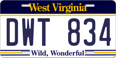 WV license plate DWT834