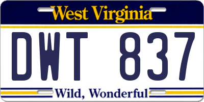 WV license plate DWT837