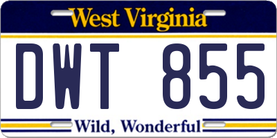 WV license plate DWT855