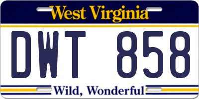 WV license plate DWT858