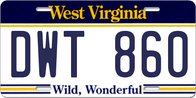 WV license plate DWT860