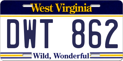 WV license plate DWT862