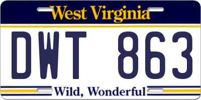 WV license plate DWT863