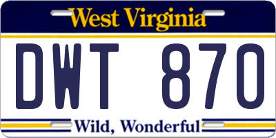 WV license plate DWT870