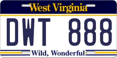 WV license plate DWT888