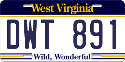 WV license plate DWT891