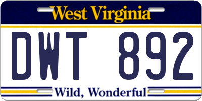 WV license plate DWT892