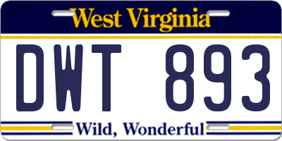 WV license plate DWT893