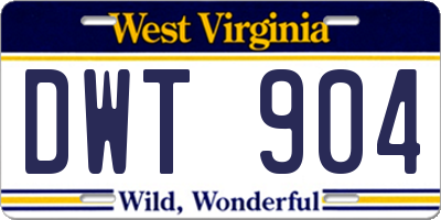 WV license plate DWT904