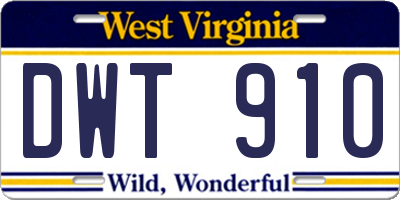 WV license plate DWT910