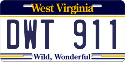 WV license plate DWT911