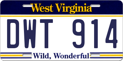 WV license plate DWT914