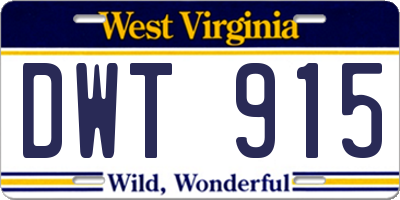 WV license plate DWT915