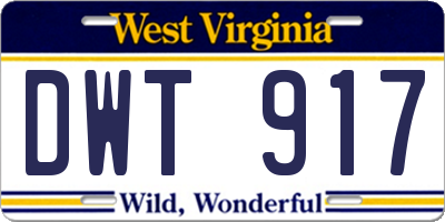 WV license plate DWT917