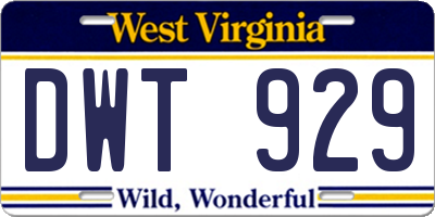 WV license plate DWT929