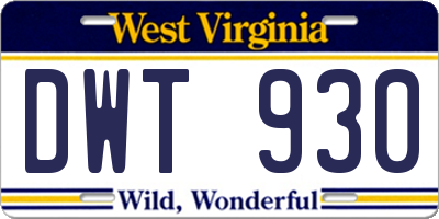 WV license plate DWT930