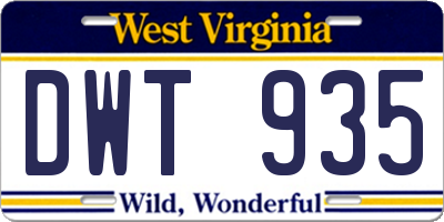 WV license plate DWT935