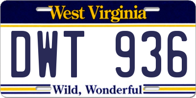 WV license plate DWT936
