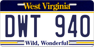 WV license plate DWT940