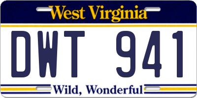 WV license plate DWT941