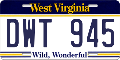 WV license plate DWT945