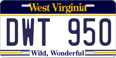 WV license plate DWT950